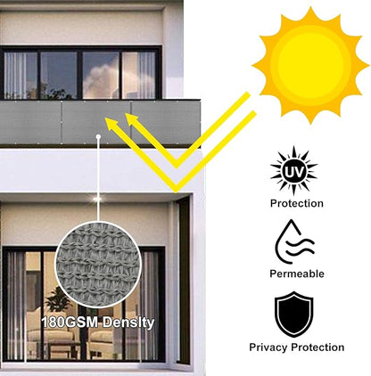 Eden's Decor Balcony Privacy Screen Cover Mesh Windscreen Weather-Resistant UV Protection for Backyard Deck, Patio, Balcony, Pool, Porch, Fence, Railing, Gardening (Grey,4'x 50')