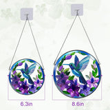 Hummingbird Stained Glass Suncather for Window Hanging, 6.3'' Purple Hummingbird Ornament Gift for Women, Nature-Inspired Wall Art Home Decor Gifts for Mom, Grandma (Purple, 6.3'')