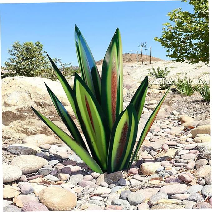 Tequila Rustic Sculpture,Rustic Hand Painted Metal Agave Plant,DIY Metal Plant Garden Yard Sculpture, Green Tequila Rustic Sculpture Metal Agave Plant Iron Art Agave Sculpture Statue