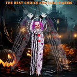 Kendane Halloween Decorations Outdoor and Indoor,Scary Halloween Animatronics Clown,Hanging Clown with Light-Up Eyes and Creepy Sound,Party Decorations for Yard Lawn,Haunted House Decor