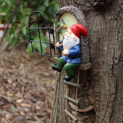Outdoor Statues Fairy Garden Decoration, Miniature Garden Sculpture Statues Ornament, Outdoor Art Yard Gnomes Elf Tree Face Figurine, Glow in The Dark
