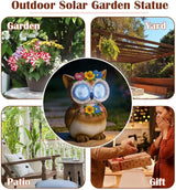 Solar Garden Statue with LED Lights, Dynamic Blinking Lights and Flowers, Outdoor Garden Figurine for Patio Porch Lawn Backyard Decor, Housewarming Gifts for Women (Owl)
