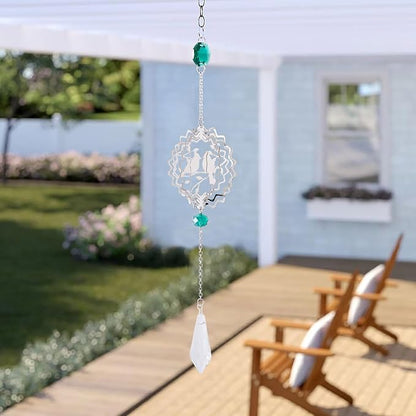 20Pcs Metal Replacement Wind Catcher, Beadthoven Wind Chime Parts Stainless Steel Bird Flower Cat Heart Round Shaped Flat Metal Embellishments for Wind Bells Memorial Sympathy Wind Chimes