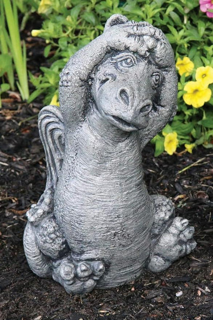 Massarelli's Little Darling Dragon Baby 'Stretch' - Solid Cast Stone Garden Statue - a Great Home or Garden Gift Idea - Durable, Lifelike Sculpture - Fun Exterior and Interior Art