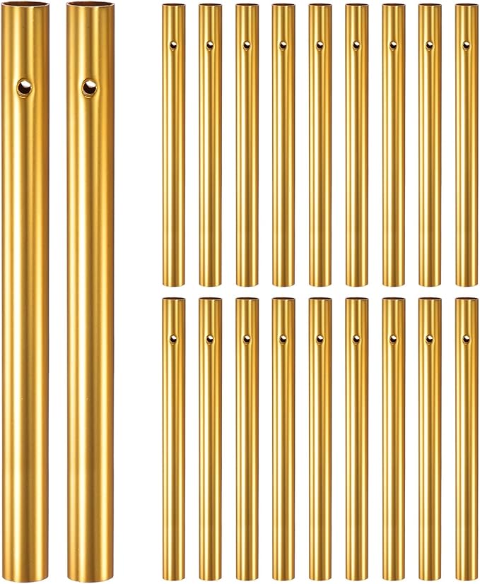 M METERXITY 20-Pack Wind Chime Tubes, Aluminum Wind Chime Empty Tubes, Metal Wind Bell for Adults Arts and Crafts/DIY Home Garden Outdoor Hanging Decorations [1x12cm, Gold]