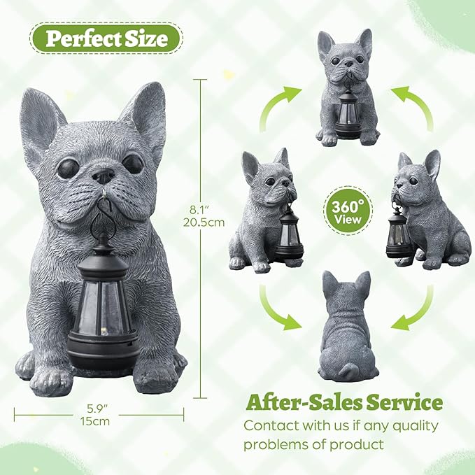 Solar Dog Outdoor Garden Statue with LED Light - Lawn Decor Dog Statue for Patio, Balcony, Yard Ornament - Unique Housewarming Gifts,Birthday Gifts,Garden Gift
