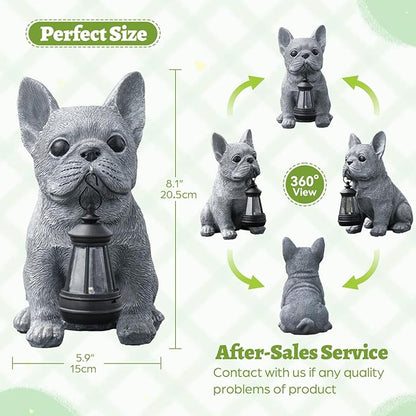 Solar Dog Outdoor Garden Statue with LED Light - Lawn Decor Dog Statue for Patio, Balcony, Yard Ornament - Unique Housewarming Gifts,Birthday Gifts,Garden Gift