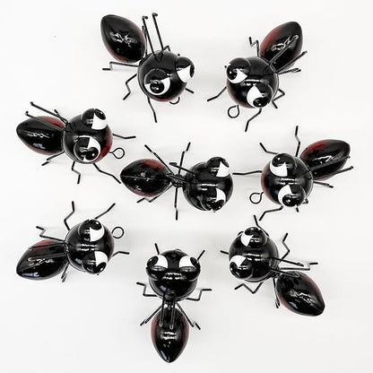 Cruis Cuka Metal Yard Art Garden Decor for Outside Cute Ants Yard Decorations Outdoor Lawn Ornaments Backyard Gifts for Mom - Set of 8（All Black）