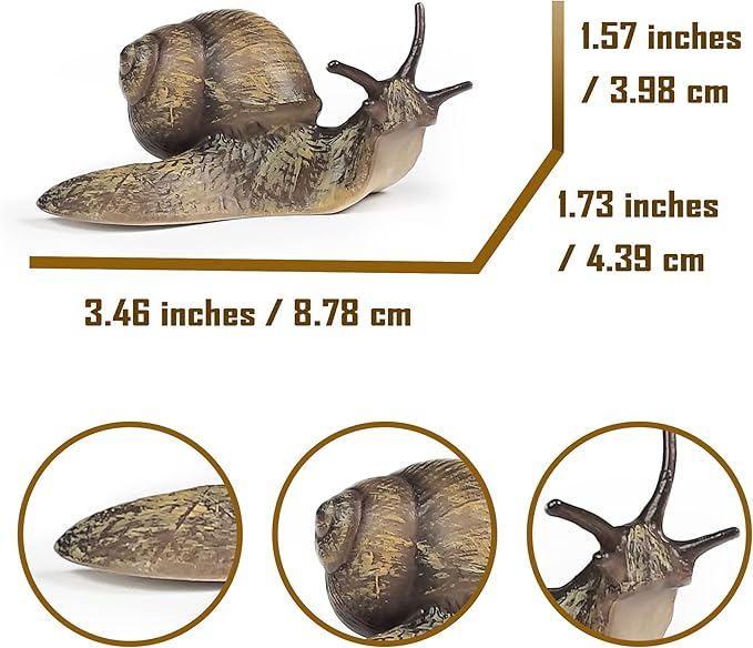 Snail Figurine Toy Mini Animal Figures for Fairy Garden, Mushrooms, Micro Landscape Decor (Dark Color)