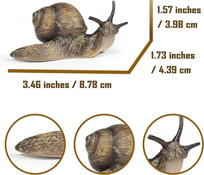 Snail Figurine Toy Mini Animal Figures for Fairy Garden, Mushrooms, Micro Landscape Decor (Dark Color)