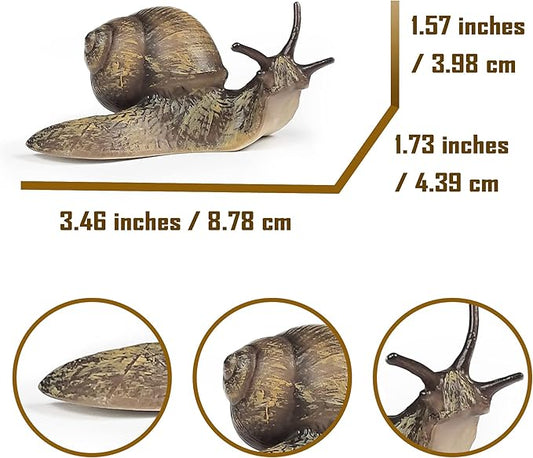 Snail Figurine Toy Mini Animal Figures for Fairy Garden, Mushrooms, Micro Landscape Decor (Dark Color)