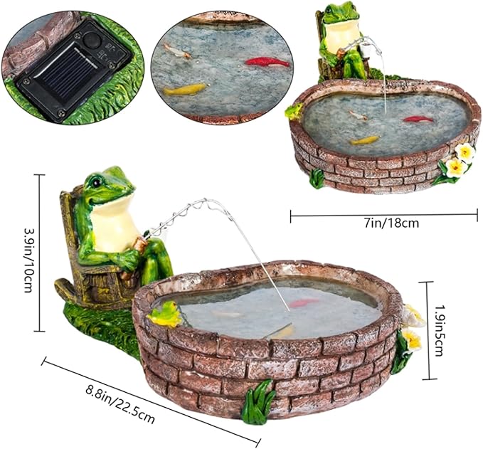 Solar Frogs for Outdoors, Fishing Frog-Shaped Garden Decor, Patios, Yards, and Lawn Ornaments Frog Gifts for Women