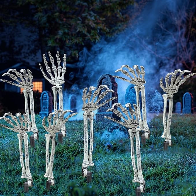 AISENO 8PC Realistic Skeleton Arm Stakes Halloween Decorations for Lawn Stakes Garden Groundbreaker Halloween Skeleton Decoration