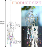 Crystal Sun Catcher Hanging Suncatchers Crystal Prisms Wind Chime Room Decor for Garden Home Windows Decoration (Silver Planet)
