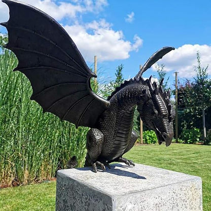 ADSE Garden Dragon Statue Fountain Dragon Ornament Resin Water Feature Sculpture for Home Garden Decoration