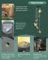 DOUBLEZHE Solar Wind Chimes for Outside, Color Changing Butterfly Wind Chime Outdoor Clearance, Birthday Gifts for Mom Women Grandma Wife Girls, Unique Decor Colorful Patio Yard Party Decoration