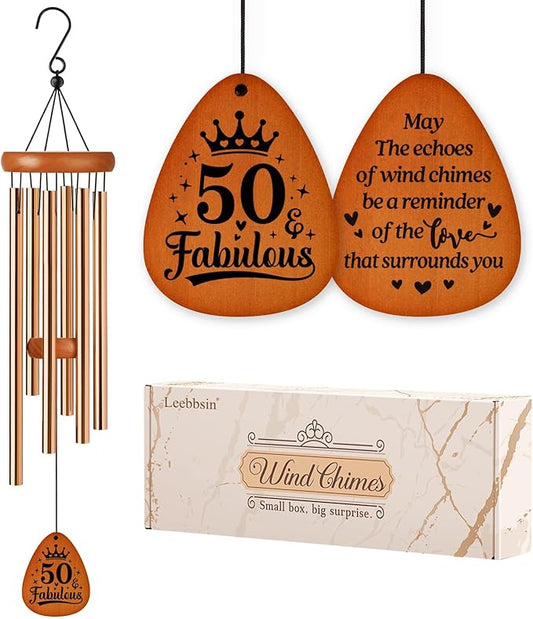 Leebbsin 50 Birthday Gifts for Women, Wind Chimes for 50th Birthday, Happy 50 Years Old Gifts for Women Friendship, Best Friends, Coworker, Sister, Mom, Wife, Female, Best Gift Idea