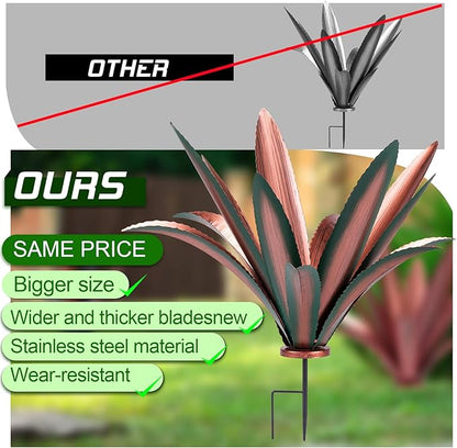 Large Tequila Rustic Sculpture, Rustic Metal Agave Plants for Outdoor Patio Yard Mexican Plant Garden， Agave Outdoor Lawn Ornaments Yard Stakes (Green 1pc)
