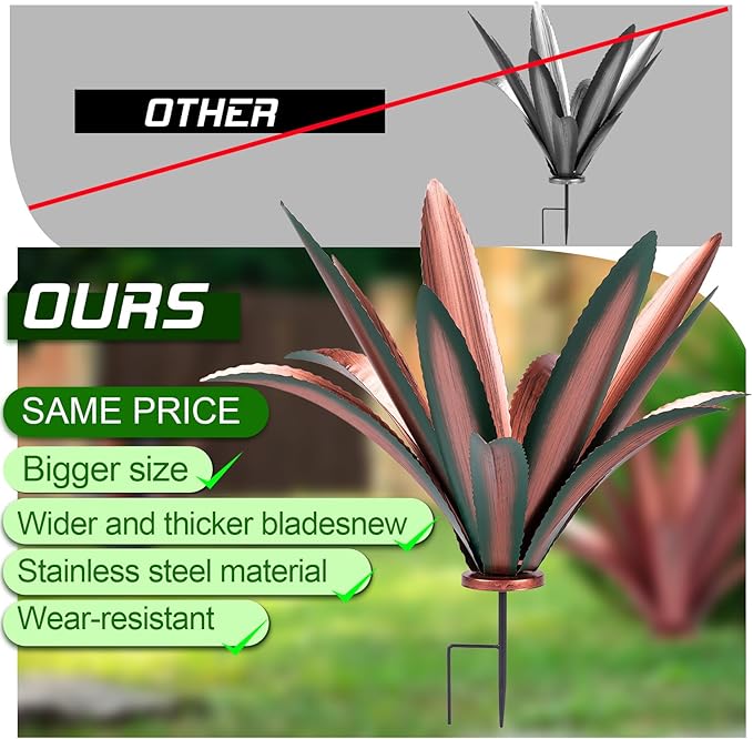 Large Tequila Rustic Sculpture, Rustic Metal Agave Plants for Outdoor Patio Yard Mexican Plant