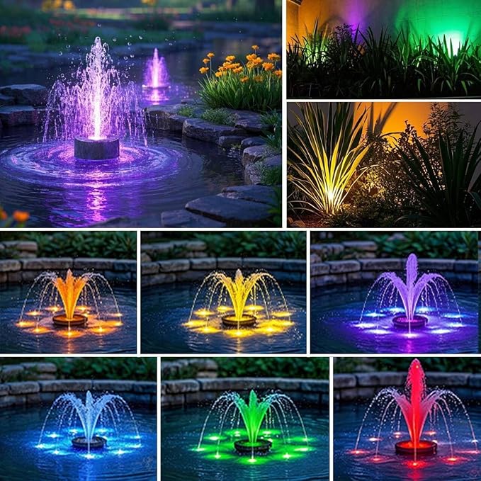 Pond Lights with Timer, Submersible Fountain Lights Colored Underwater LED IP68 Waterproof Memory Dimmable Outdoor Spotlights for Pond Fountain Waterfall Water Landscape, 1 Lights