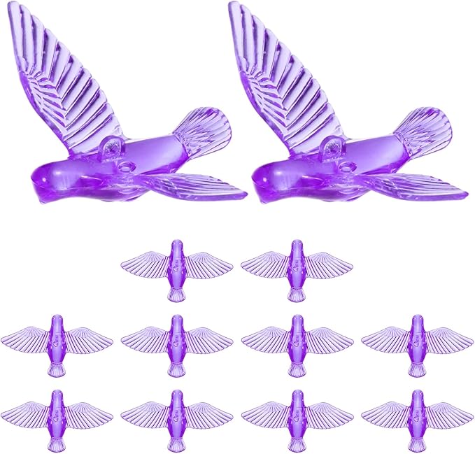 M METERXITY 12-Pack Wind Chime Pendants, 4.3cm Acrylic Peace Dove Shape DIY Wind Chime Parts Supplies for Craft Projects/Custom Home Garden Outdoor Hanging Decorations [Purple]