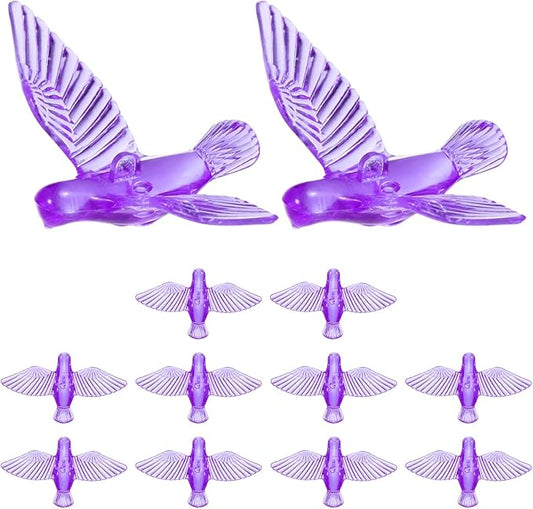 M METERXITY 12-Pack Wind Chime Pendants, 4.3cm Acrylic Peace Dove Shape DIY Wind Chime Parts Supplies for Craft Projects/Custom Home Garden Outdoor Hanging Decorations [Purple]