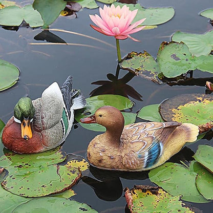Akozon Pond Floating Duck Statue - Duck Sculpture for Garden, Pond, Pool Decor - Outdoor Ornament for Home, Office, and Fish Tanks ()