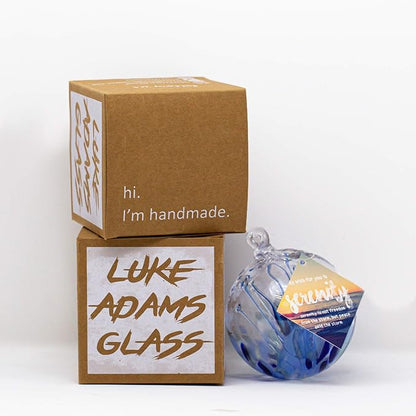 Luke Adams Handmade Glass Gazing Balls for Garden – Hand Blown Glass Gazing Ball for Yard Décor – Decorative Garden Globe Raindrop (Blue)