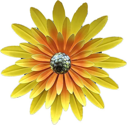 Metal Flower Wall Art Decor 12 in Iron Beautiful Floral Sculpture Hanging Wall Statue for Home Garden Patio (Color : Orange)