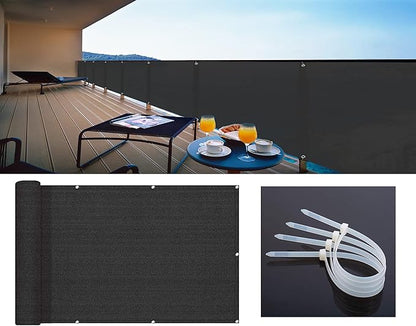 LOVE STORY Balcony Privacy Screen, 3'x7' Deck Shield Screen Fence Cover,UV Protection and Weather-Resistant,3 FT Height for Deck, Patio, Backyard, Outdoor Pool, Porch, Railing, Black