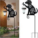 Dog Holding Solar Lantern Garden Stakes Outdoor Metal Dog Stakes Decorative Garden Stakes Suitable for Yard and Lawns(Dogs Decor Garden Stake)