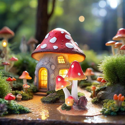 MUAMAX Miniature Mushrooms Snail Fairy Garden Mushroom Fairy Garden Accessories Small Mushroom Figurine Bonsai Craft Decro Micro Landscape Ornaments
