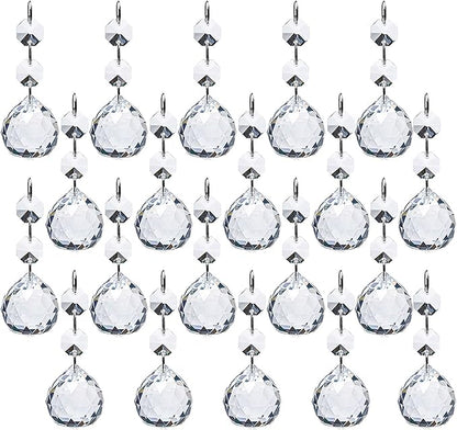 Yesland 20 Pcs Crystal Glass Ball, 30mm Pendants Balls & Chandelier Prisms, Clear Faceted Hanging Crystals for Wedding Home and DIY Craft Jewelry Decoration