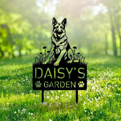 Custom German Shepherd Dog Metal Memorial Garden Stake Personalized Pet Grave Marker Name Sign Remembrance Stake Decor Sympathy Dog Loss,Outdoor Statues for Yard Garden Lawn Patio Pathway Grave.