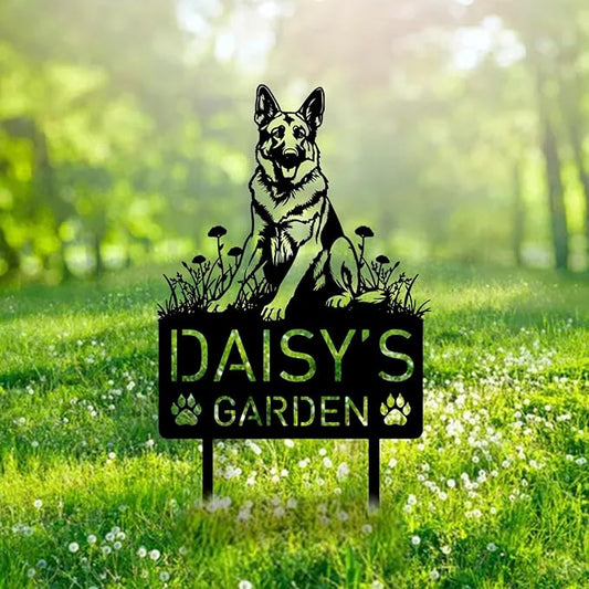Custom German Shepherd Dog Metal Memorial Garden Stake Personalized Pet Grave Marker Name Sign Remembrance Stake Decor Sympathy Dog Loss,Outdoor Statues for Yard Garden Lawn Patio Pathway Grave.