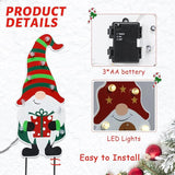 WONDER GARDEN 3 PCS Christmas Gnomes Yard Signs Christmas Decorations Outdoor, Metal Xmas Yard Stakes Gnomes Lawn Decor, Xmas Garden Stakes with Led Lights for Patio Pathway Outside Decorations