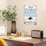 Vintage Metal Tin Sign I'm A Horse Riding Grandma Horse Riding Horses Horse Riding for Home,Patio,Yard,Kitchen & More 8x12 Inches Retro Funny Quote Wall Decor for Indoor & Outdoor Use
