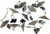Rustic Black Bear & Umbrella Rain Chain - 75 inches Long Distressed Copper Finish, 10 Decorative 3D Designs, Weighted Bell for Wind Chime Sound