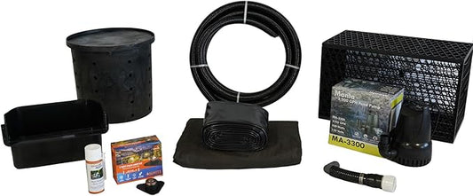 HALF OFF PONDS Simply Waterfalls 3200 Pond Free Waterfall Kit with MatrixBlox, with 10 ft by 15 ft PVC Liner and 3,200 GPH HydroFlow Series Submersible Pump - PVCPSANB2