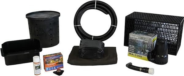 HALF OFF PONDS Simply Waterfalls 3200 Pond Free Waterfall Kit with MatrixBlox, with 10 ft by 15 ft PVC Liner and 3,200 GPH HydroFlow Series Submersible Pump - PVCPSANB2