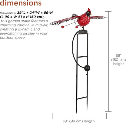 Alpine Corporation NCY408 Metal Rocking Cardinal Stake, Stylish Décor for Garden, Patio, & Lawn, 56"H, Red