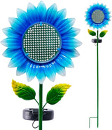 Solar Stake Lights - Blue Sunflower Decorative LED Pathway Lights, Waterproof Outdoor Solar Lights for Yard, Lawn, Patio, Walkway, Unique Birthday Gift, Housewarming Gift for Mom, Grandma, Women