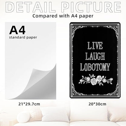 LIVE LAUGH LOBOTOMY Sign Decorative Signs Chic Gothic Metal Signs for Outdoor Yard Signs or Indoor Home Room Wall Decor (Color02)