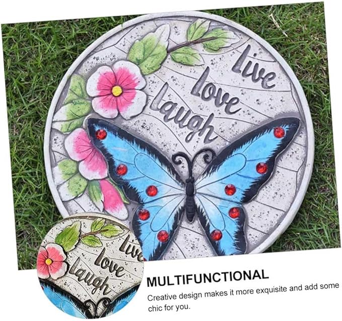 Etlegor Garden Décor Stepping Stones, Fun Animal Print Outdoor Pathway Décor Step Stones, All-Weather Lawn Pathway/Flower Beds/Courtyard Pavers(Butterfly-C)