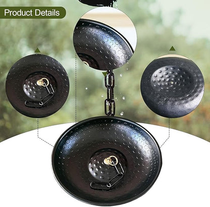 MYCENSE Hand Hammered Rain Chain Anchoring Basin, Sturdy Metal Decorative Downspout, Powder Coated Spill Bowl for Outdoor Garden Feature Display