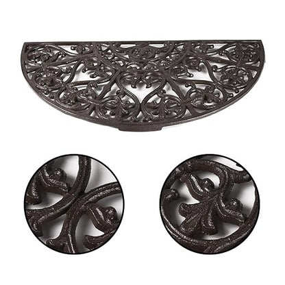 BRASSTAR Cast Iron Semicircle Stepping Stone with Delicate Symmetrical Pattern Garden Lawn Flower Bed Outdoor Farmland Decor TQGJPT424