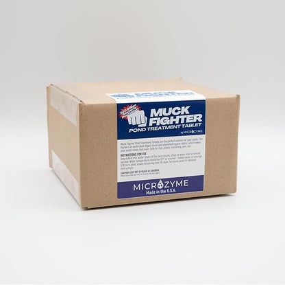 Muck Fighter Pond Treatment Tablets | Lasts 30 Days | Natural Pond Bacteria & Sludge Decomposing Enzymes | Water Clearing Odor Eliminating Microbes (18-Pack)