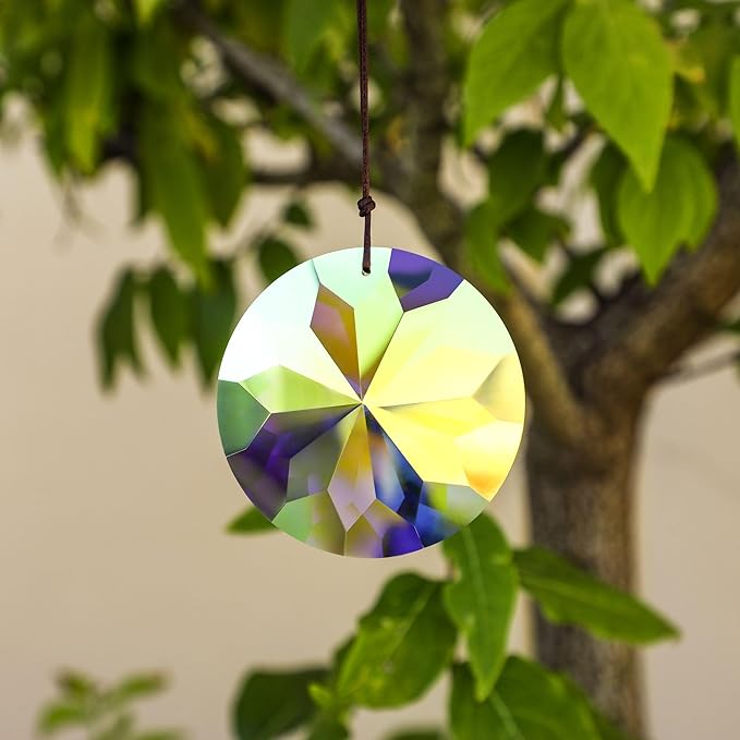 3"/79mm Hanging Crystal Prism Suncatcher for Window Large Sun Catchers AB Colored Faceted Prisms Ornament Rainbow Maker Chandelier Crystal Pendant