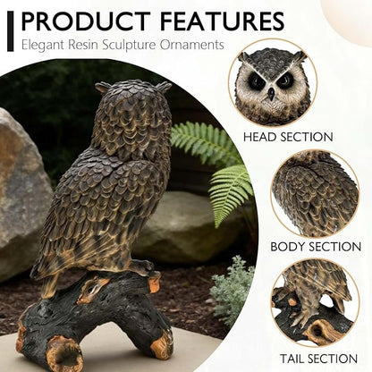18.98" H x 11.10" L Large Owl Statue for Garden, Outdoor Sculpture, Animal Decor for Yard Porch Entryway Patio Living Room (Large, Owl)