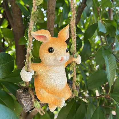 Garden Statues for Outside Yellow Rabbit Outdoor Statue Resin Yard Sculpture for Garden Decoration 10x7.5x13 cm Outside Statues for Yard and Garden Gardening Gifts
